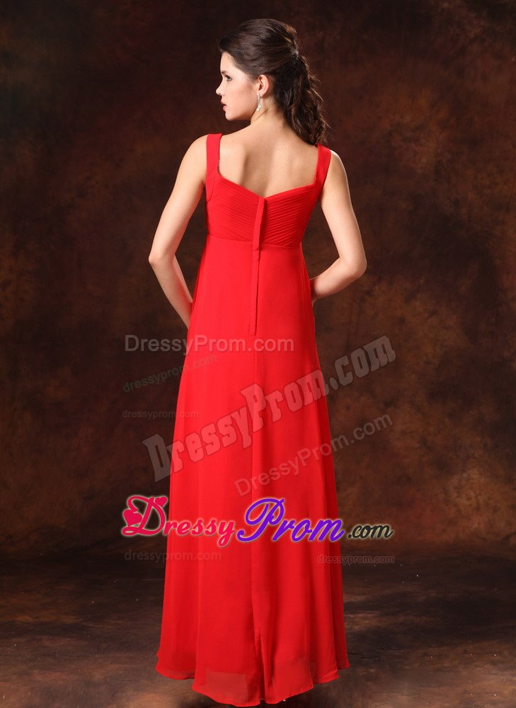 Straps Appliqued Rhinestones Red Dress for Prom Somerset