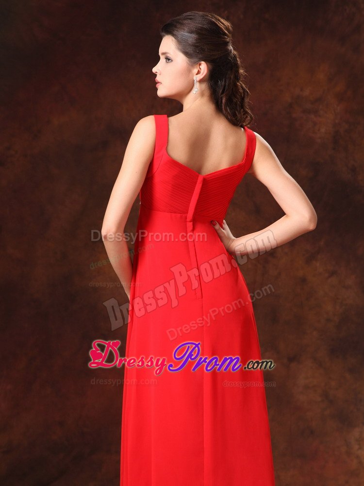 Straps Appliqued Rhinestones Red Dress for Prom Somerset