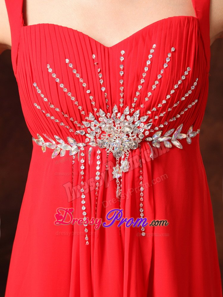 Straps Appliqued Rhinestones Red Dress for Prom Somerset
