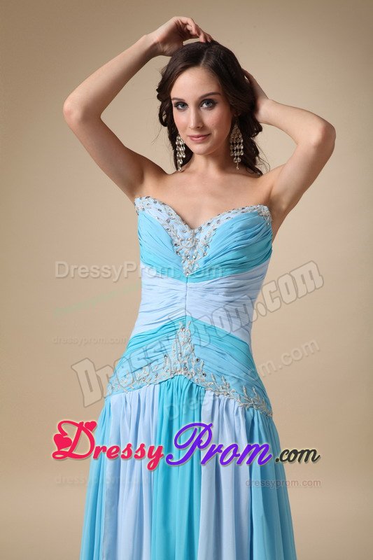Multi-color Ruched Appliqued Brush Train Prom Dress for Ladies