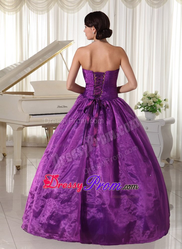 A-line Strapless Beaded Eggplant Purple formal Prom Dresses