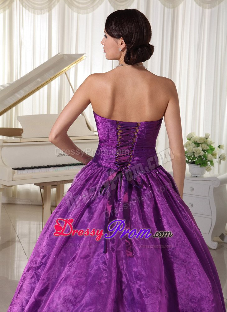A-line Strapless Beaded Eggplant Purple formal Prom Dresses