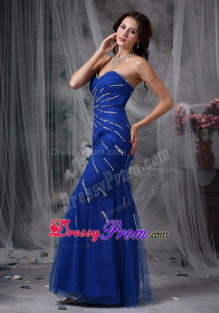 Best Mermaid Sweetheart Beaded Royal Blue Prom Evening Dress