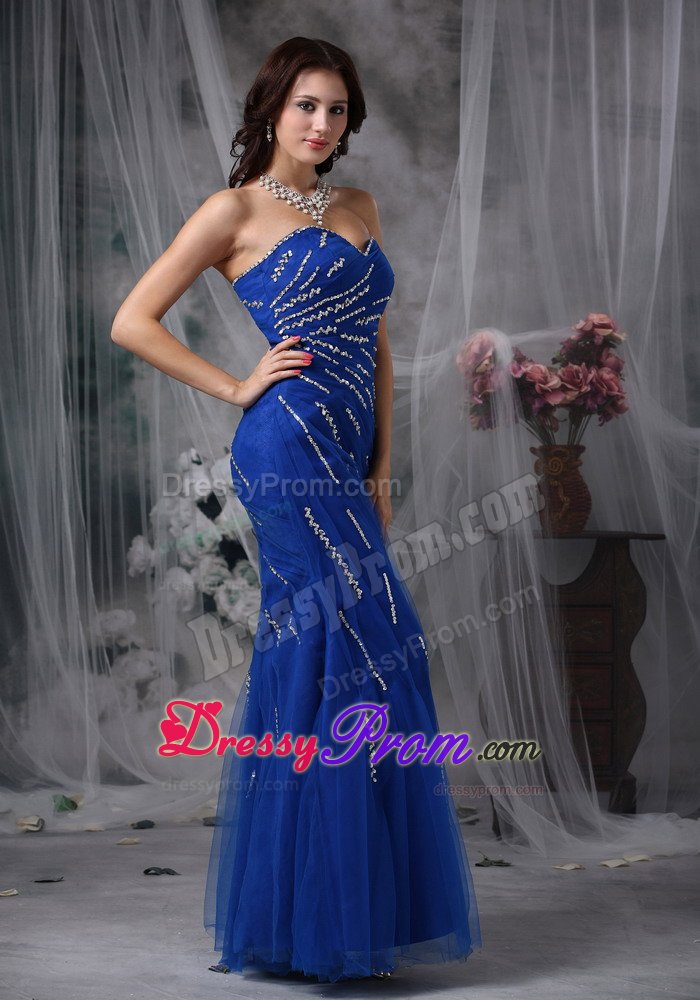 Best Mermaid Sweetheart Beaded Royal Blue Prom Evening Dress