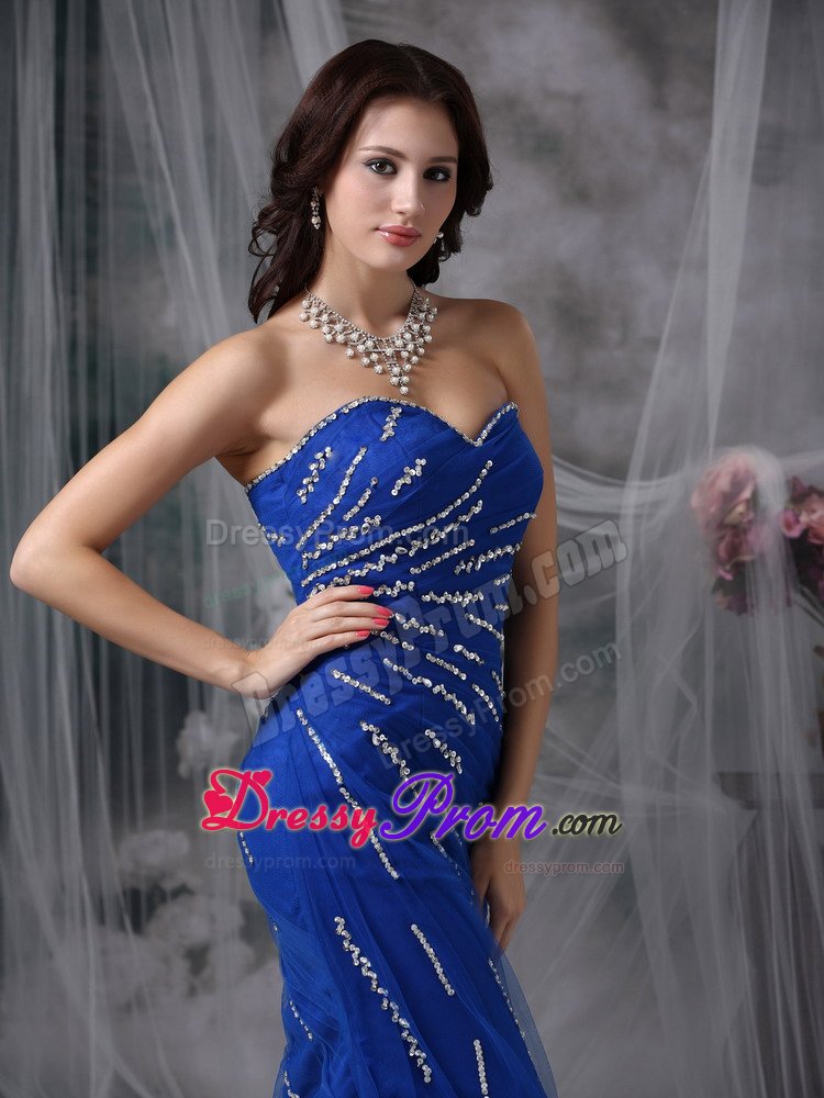 Best Mermaid Sweetheart Beaded Royal Blue Prom Evening Dress