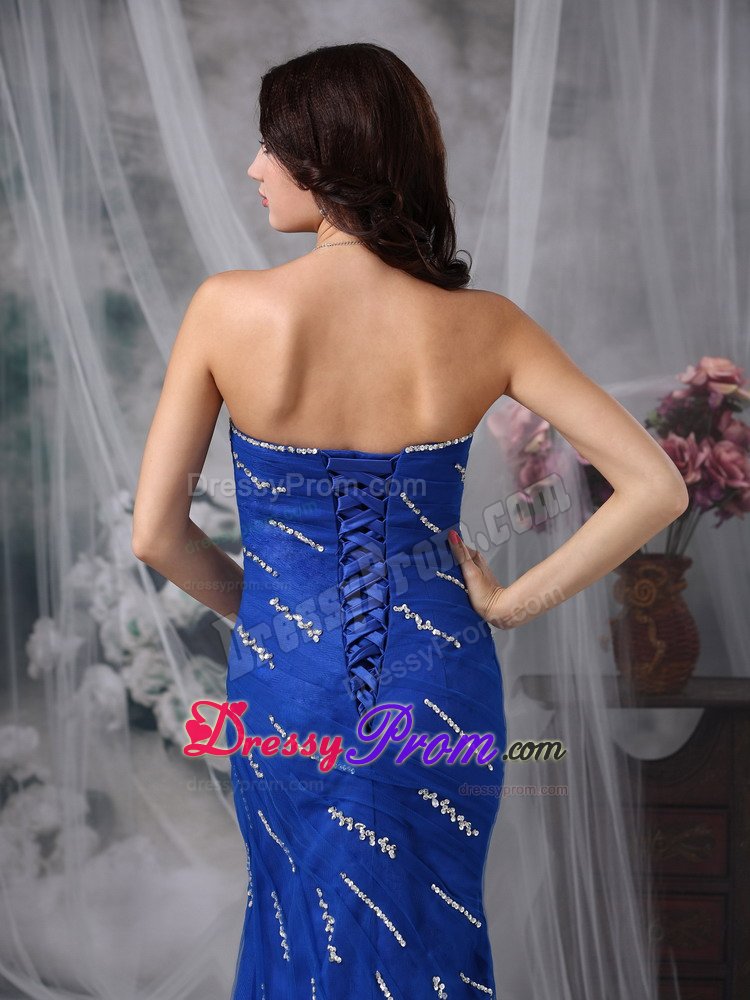 Best Mermaid Sweetheart Beaded Royal Blue Prom Evening Dress