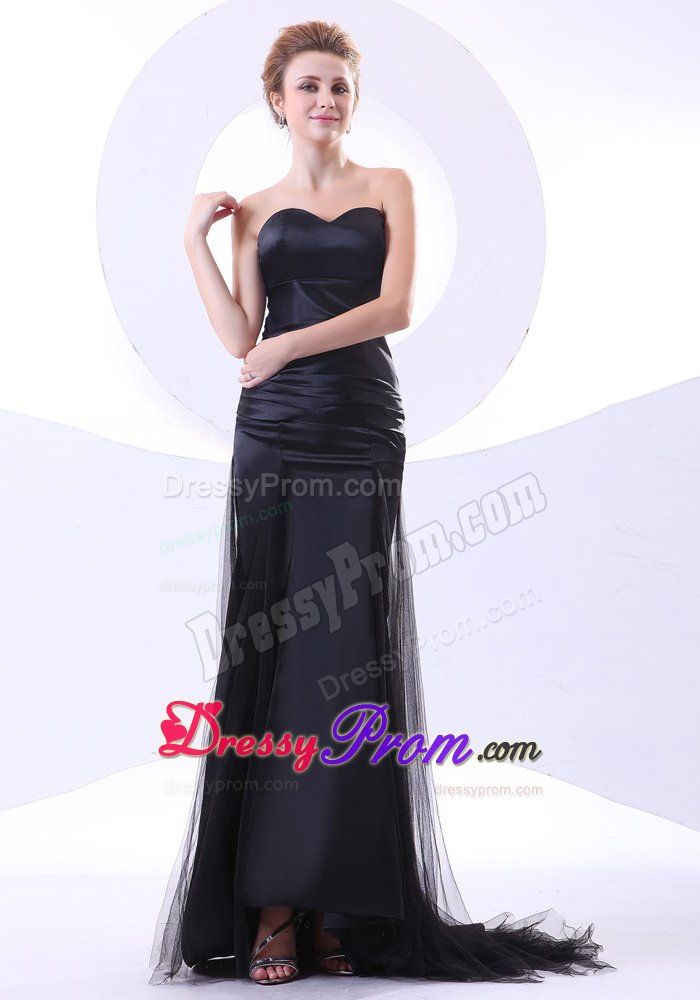 Brush Train Taffeta Tulle Sweetheart Black Prom Dress for Lady