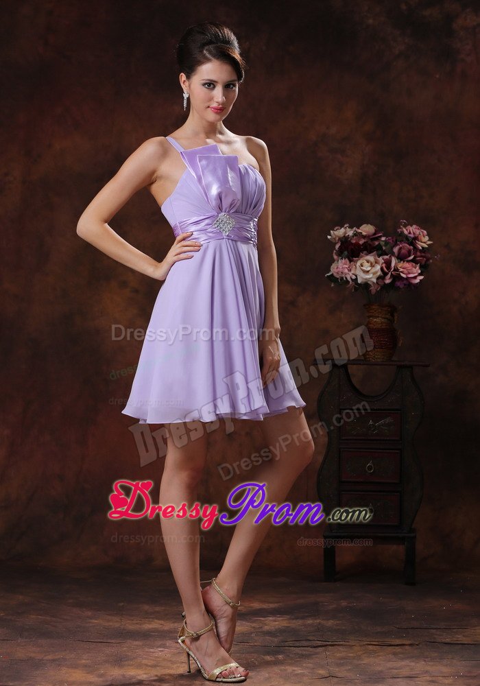 Magic Miss Design One Shoulder Lilac Short Dress for Prom