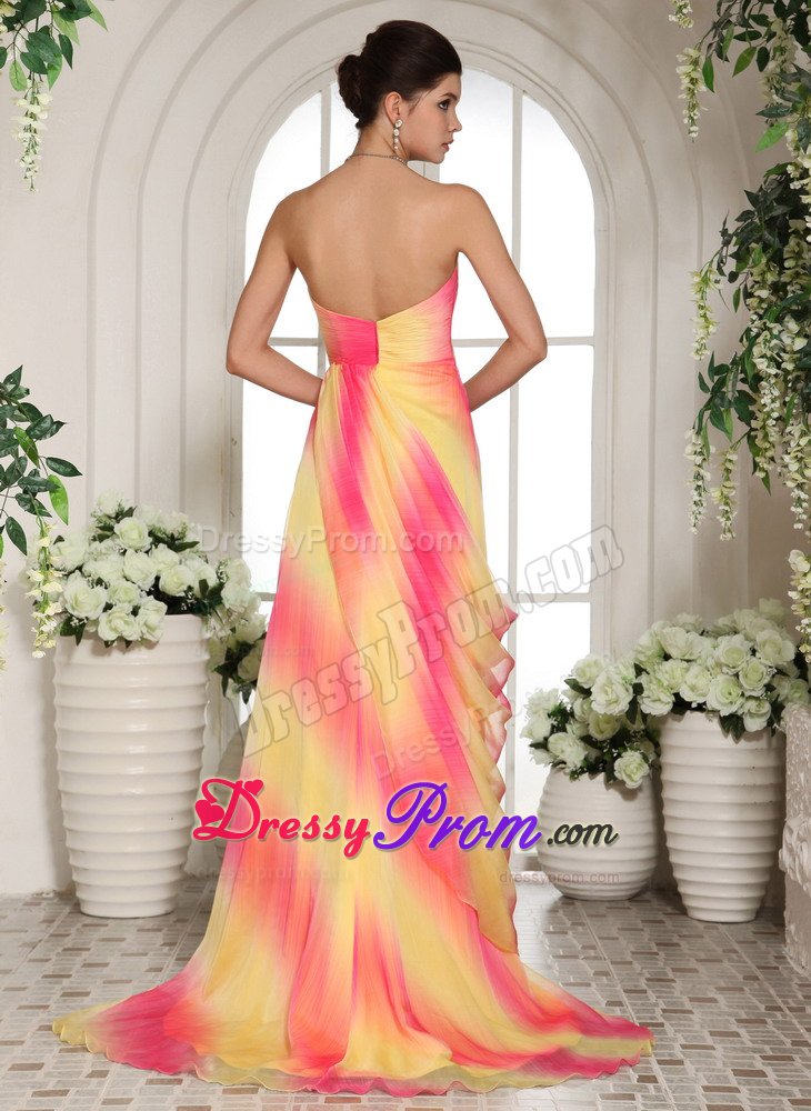 Brush Train Sweetheart Flowers Ombre Color Girls Prom Dress