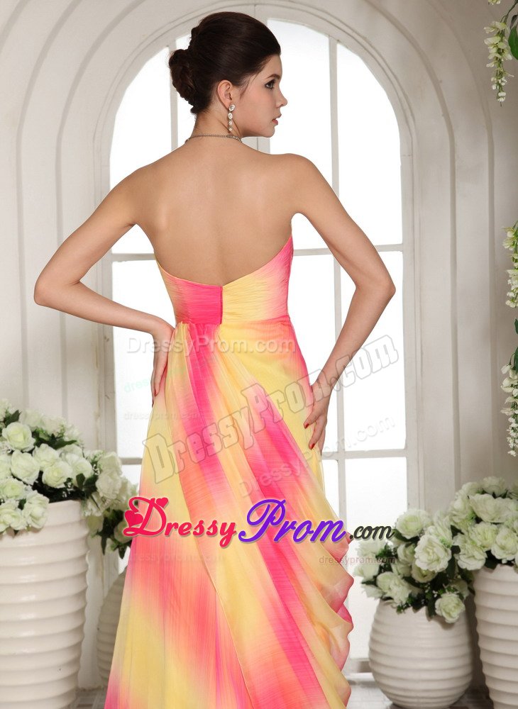Brush Train Sweetheart Flowers Ombre Color Girls Prom Dress