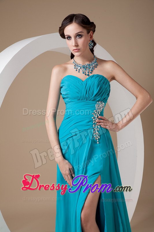 Hot Ruched High-low Teal Prom Dress for Ladies in Merseyside
