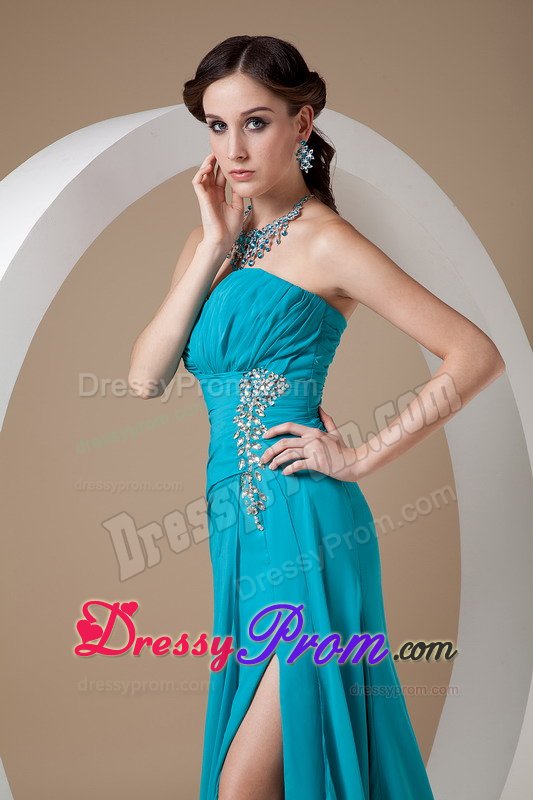 Hot Ruched High-low Teal Prom Dress for Ladies in Merseyside