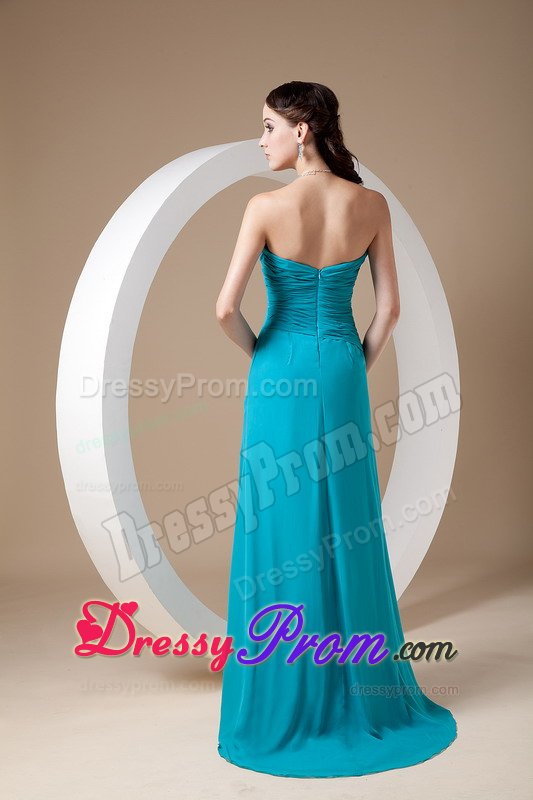 Hot Ruched High-low Teal Prom Dress for Ladies in Merseyside