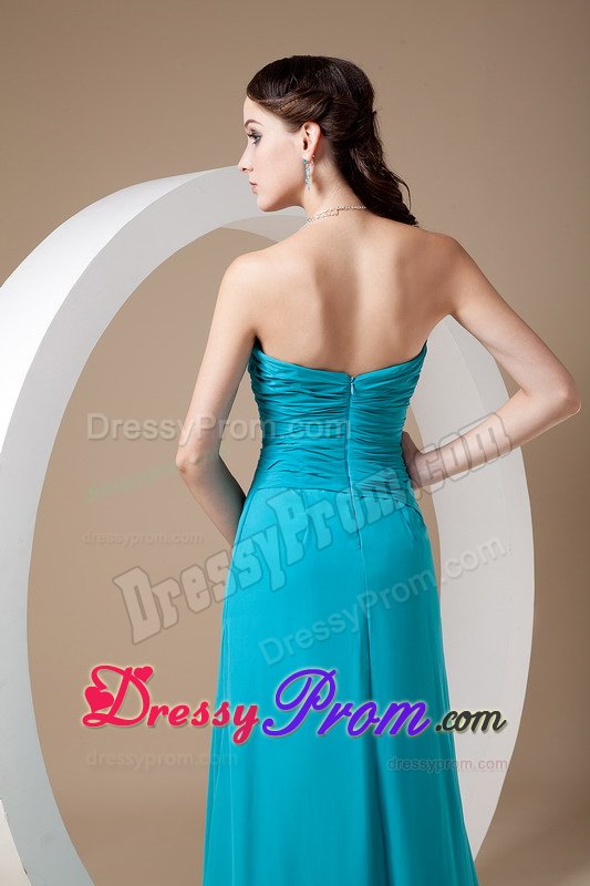 Hot Ruched High-low Teal Prom Dress for Ladies in Merseyside