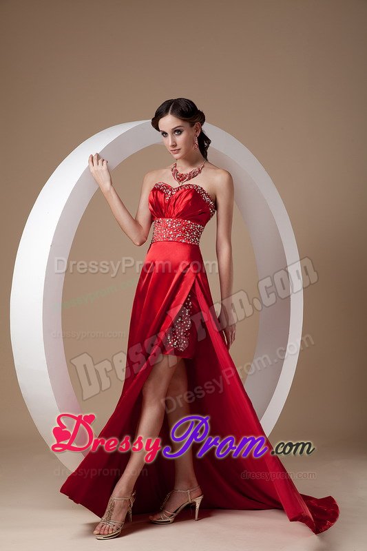 Sweetheart Ruched Beaded Long Dress for Prom in Wine Red