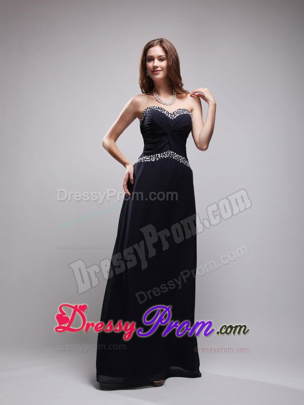 Simple Style Column Black Prom Dress for Ladies with Beading