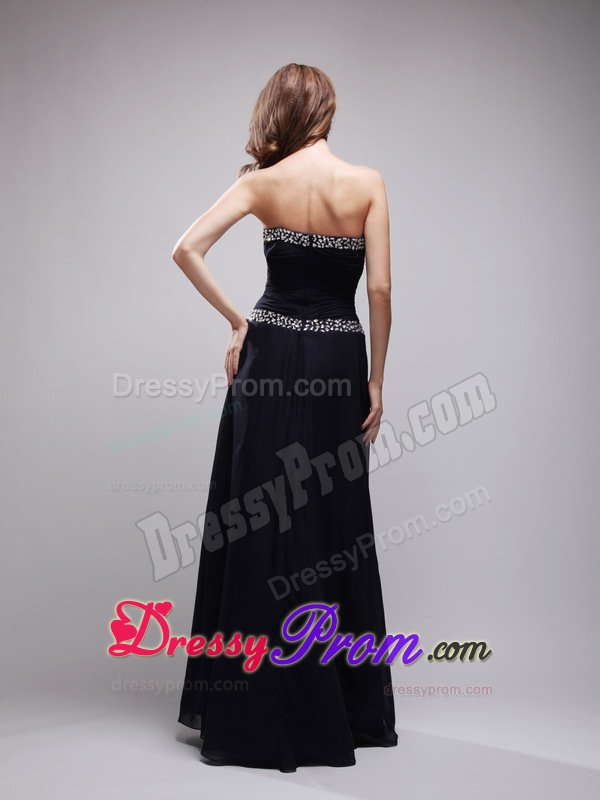 Simple Style Column Black Prom Dress for Ladies with Beading