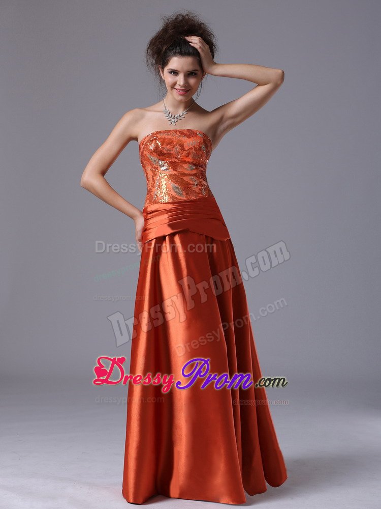 2013 Mature Column Taffeta Rust Red Beaded Dress for Prom
