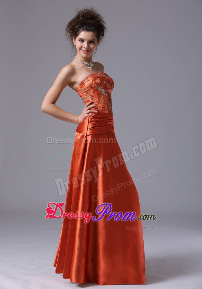 2013 Mature Column Taffeta Rust Red Beaded Dress for Prom