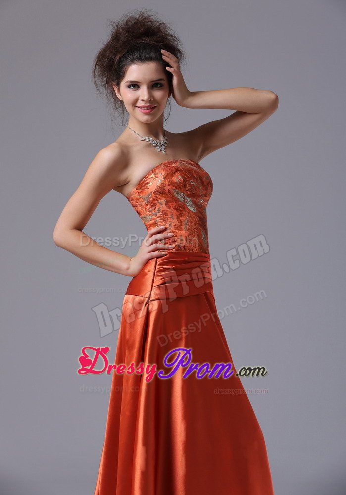 2013 Mature Column Taffeta Rust Red Beaded Dress for Prom