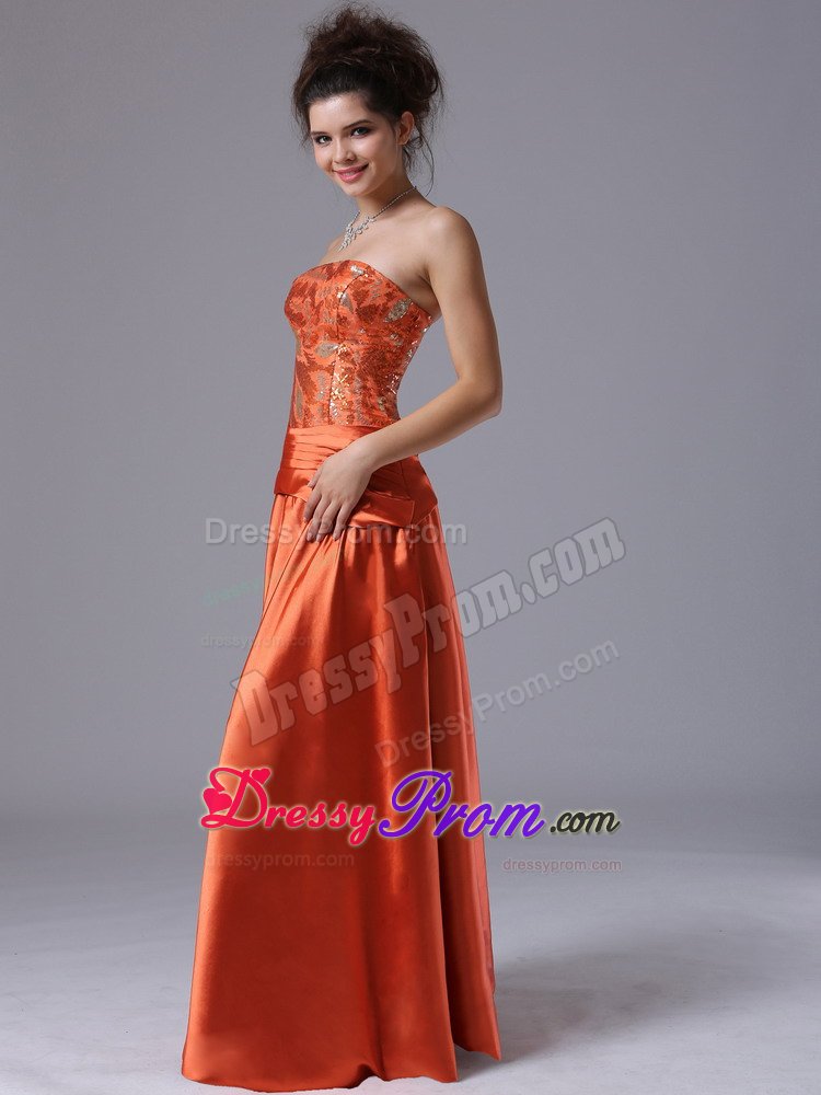 2013 Mature Column Taffeta Rust Red Beaded Dress for Prom