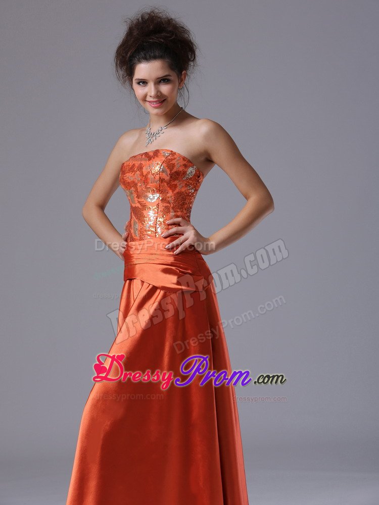 2013 Mature Column Taffeta Rust Red Beaded Dress for Prom