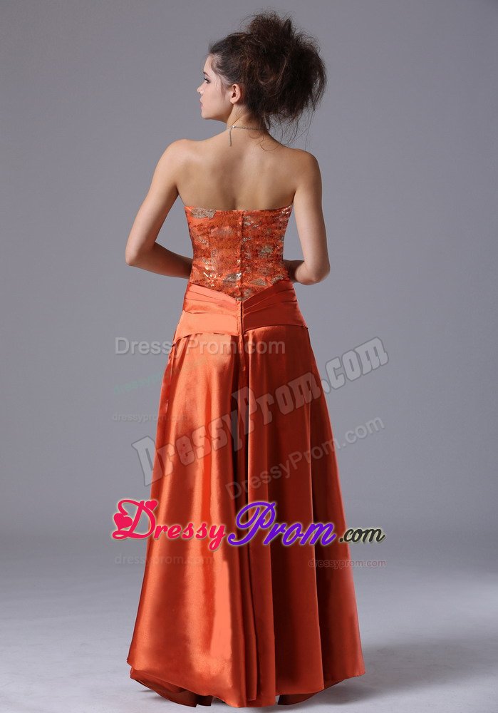 2013 Mature Column Taffeta Rust Red Beaded Dress for Prom