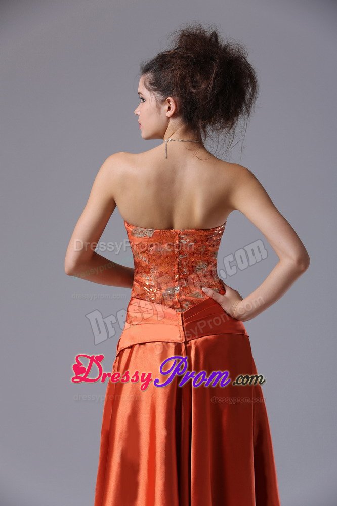 2013 Mature Column Taffeta Rust Red Beaded Dress for Prom