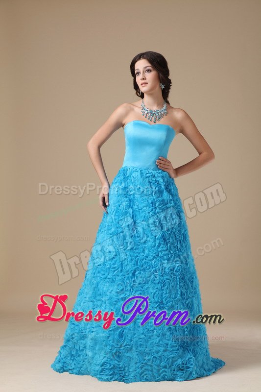 Magic Miss Brand New Embossed Fabric Blue Long Prom Dress