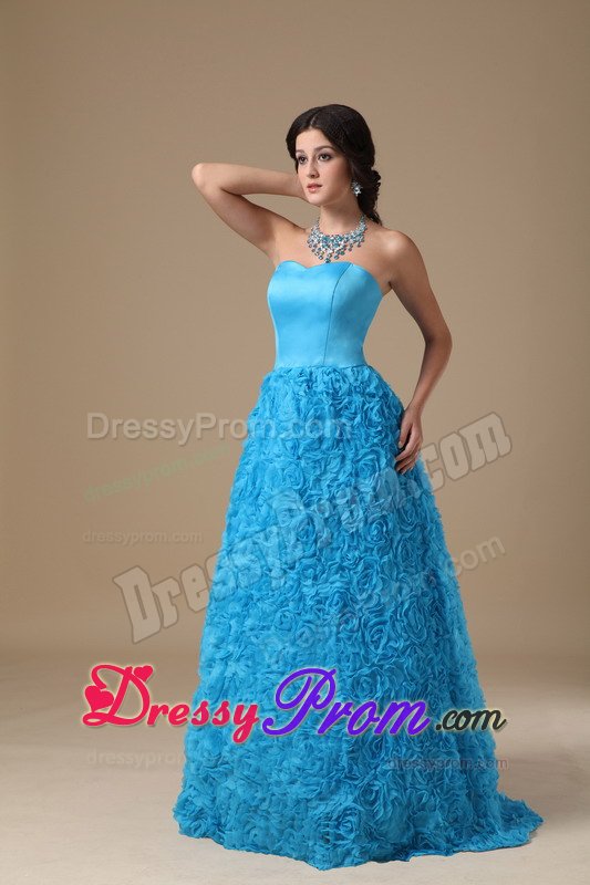 Magic Miss Brand New Embossed Fabric Blue Long Prom Dress