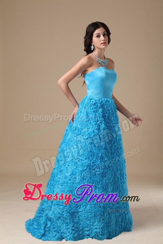 Magic Miss Brand New Embossed Fabric Blue Long Prom Dress