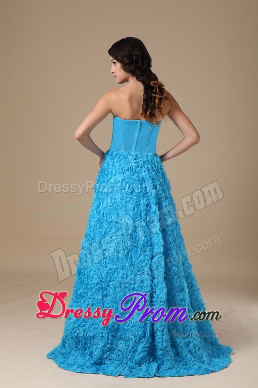 Magic Miss Brand New Embossed Fabric Blue Long Prom Dress