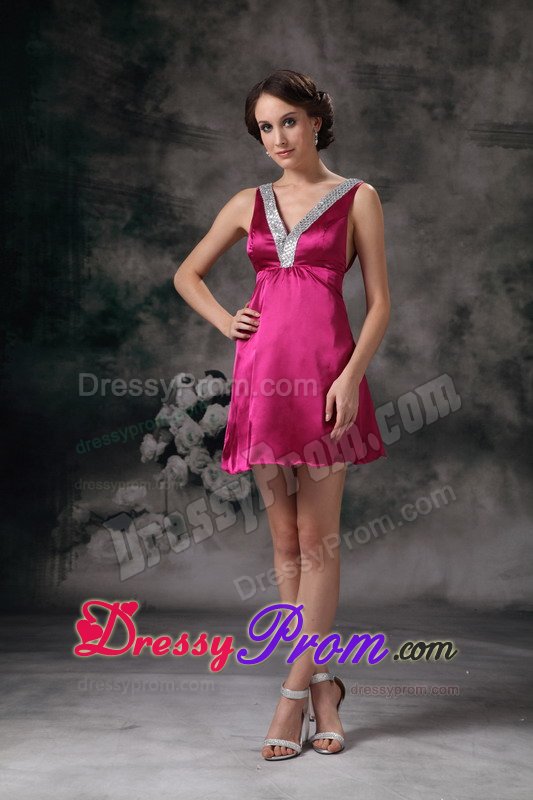 The Brand New Style Beaded V-neck Prom Holiday Dress with Mini-length
