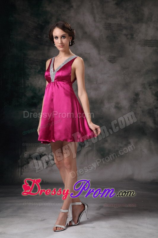 The Brand New Style Beaded V-neck Prom Holiday Dress with Mini-length