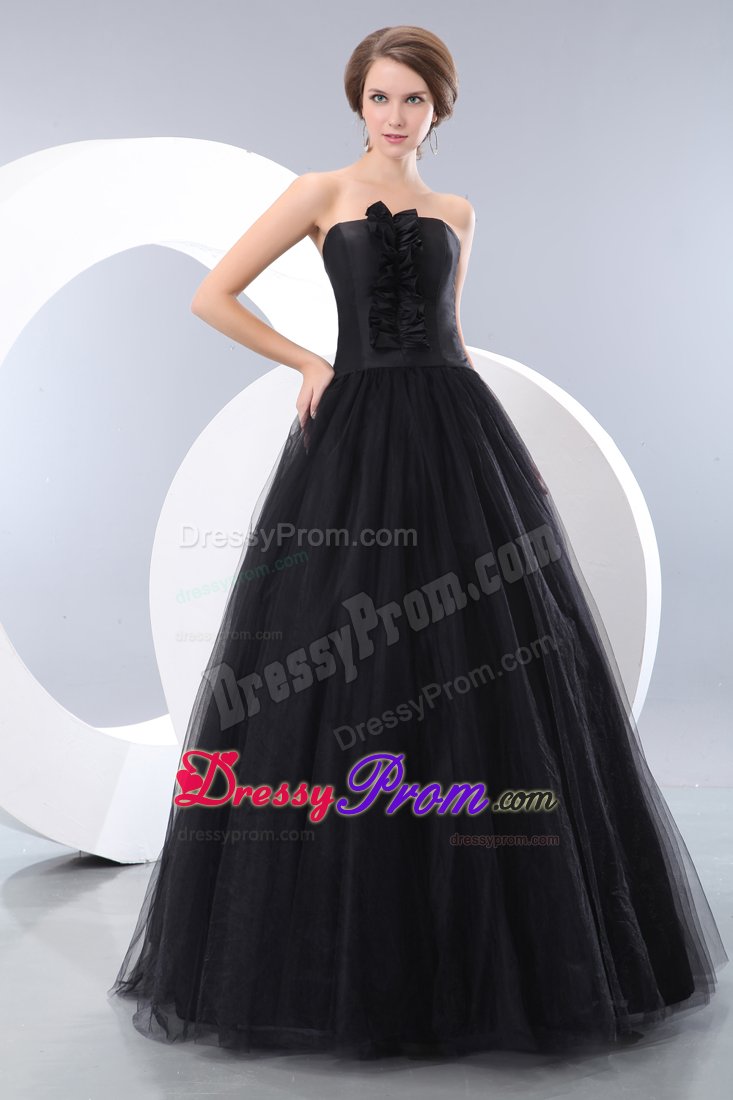 Black Strapless Prom Nightclub Dress Tulle Floor-length in Santo Andre