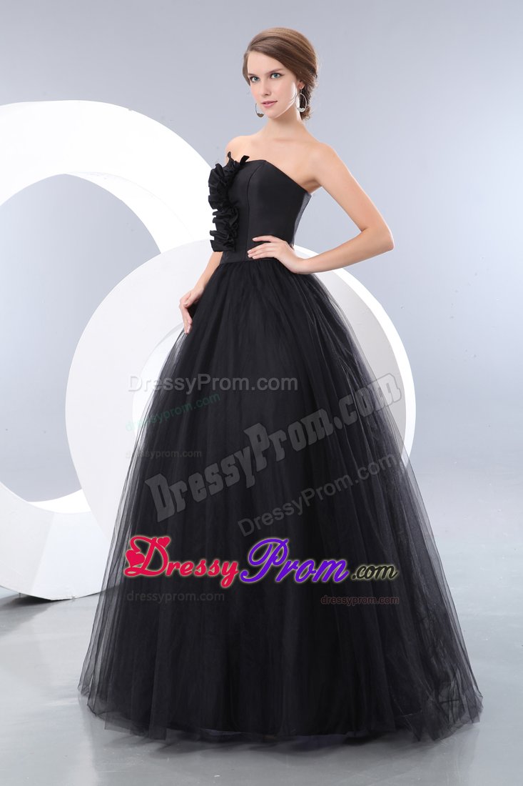 Black Strapless Prom Nightclub Dress Tulle Floor-length in Santo Andre
