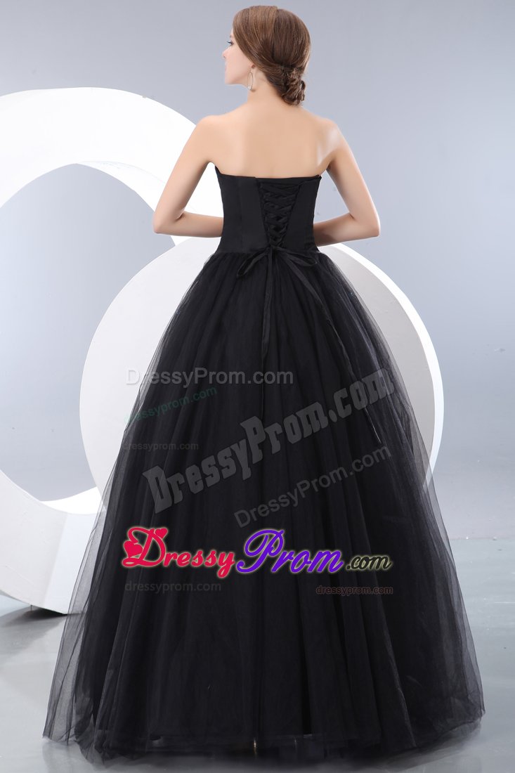 Black Strapless Prom Nightclub Dress Tulle Floor-length in Santo Andre