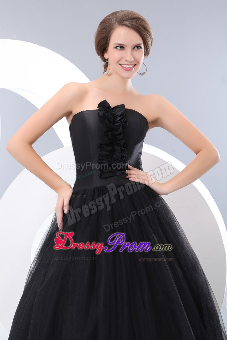 Black Strapless Prom Nightclub Dress Tulle Floor-length in Santo Andre