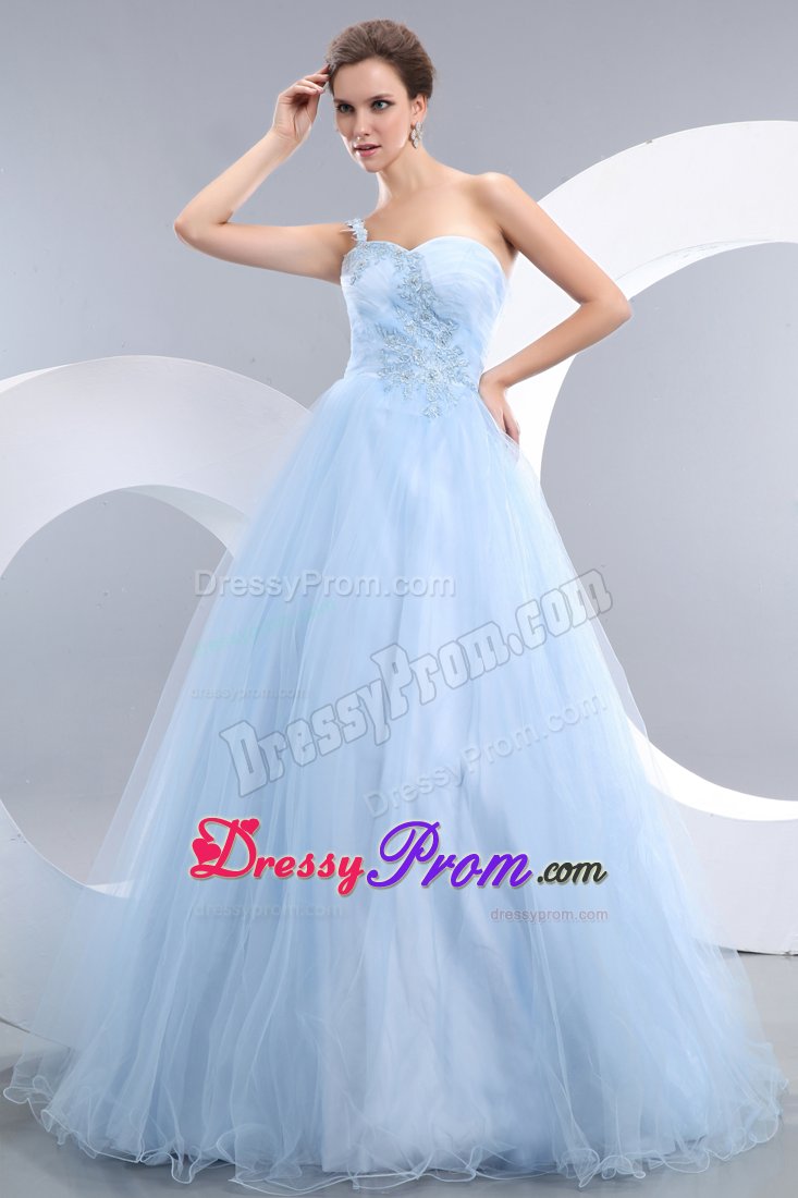 Cute One Shoulder Prom Gowns Appliques for Jaboatao Dos Guararapes