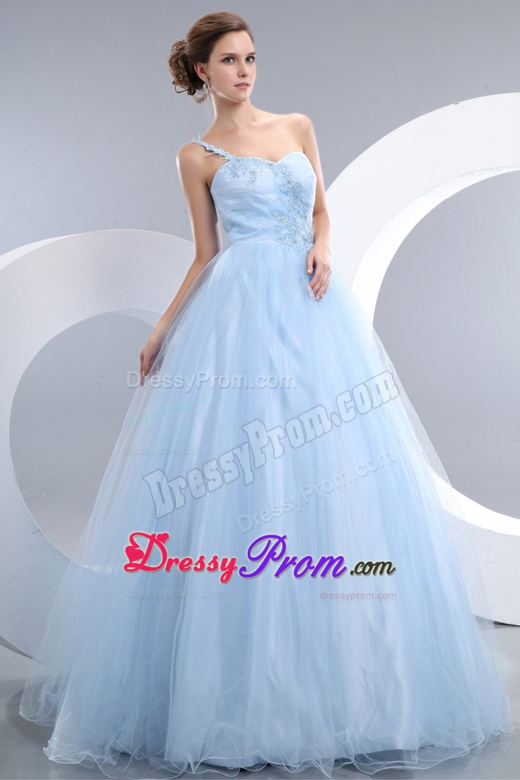 Cute One Shoulder Prom Gowns Appliques for Jaboatao Dos Guararapes
