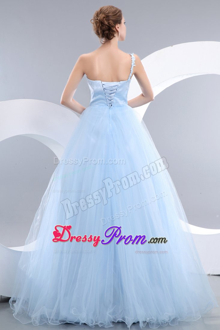 Cute One Shoulder Prom Gowns Appliques for Jaboatao Dos Guararapes