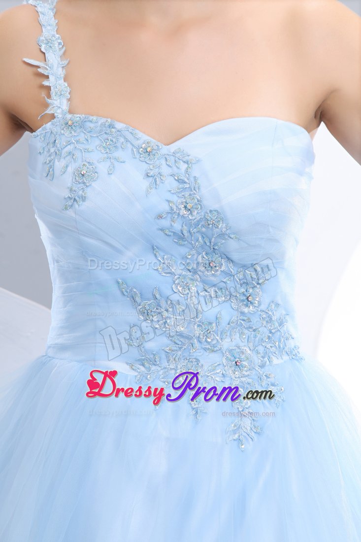 Cute One Shoulder Prom Gowns Appliques for Jaboatao Dos Guararapes