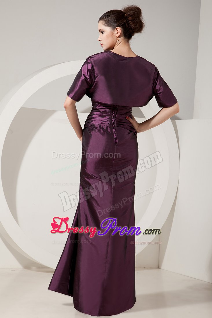 Mermaid Prom Gown Dress Bateau Beading Floor-length in Dark Purple