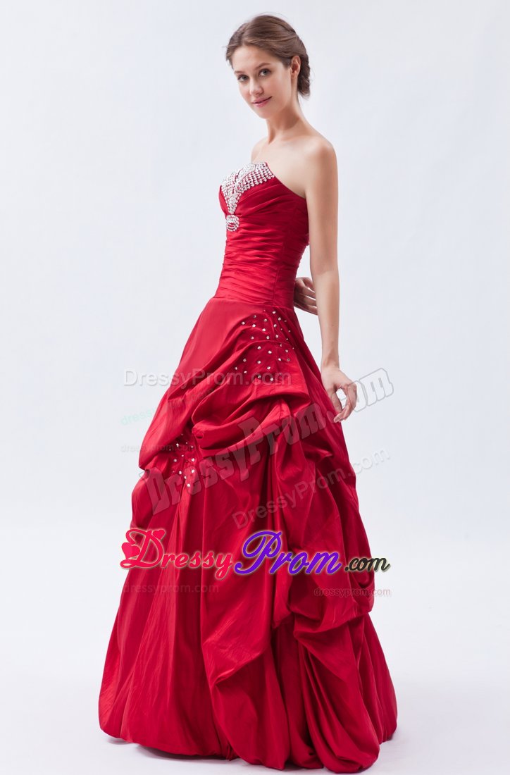 Beaded Strapless Prom Bridesmaid Dress Gowns Ruffles Lace up Back