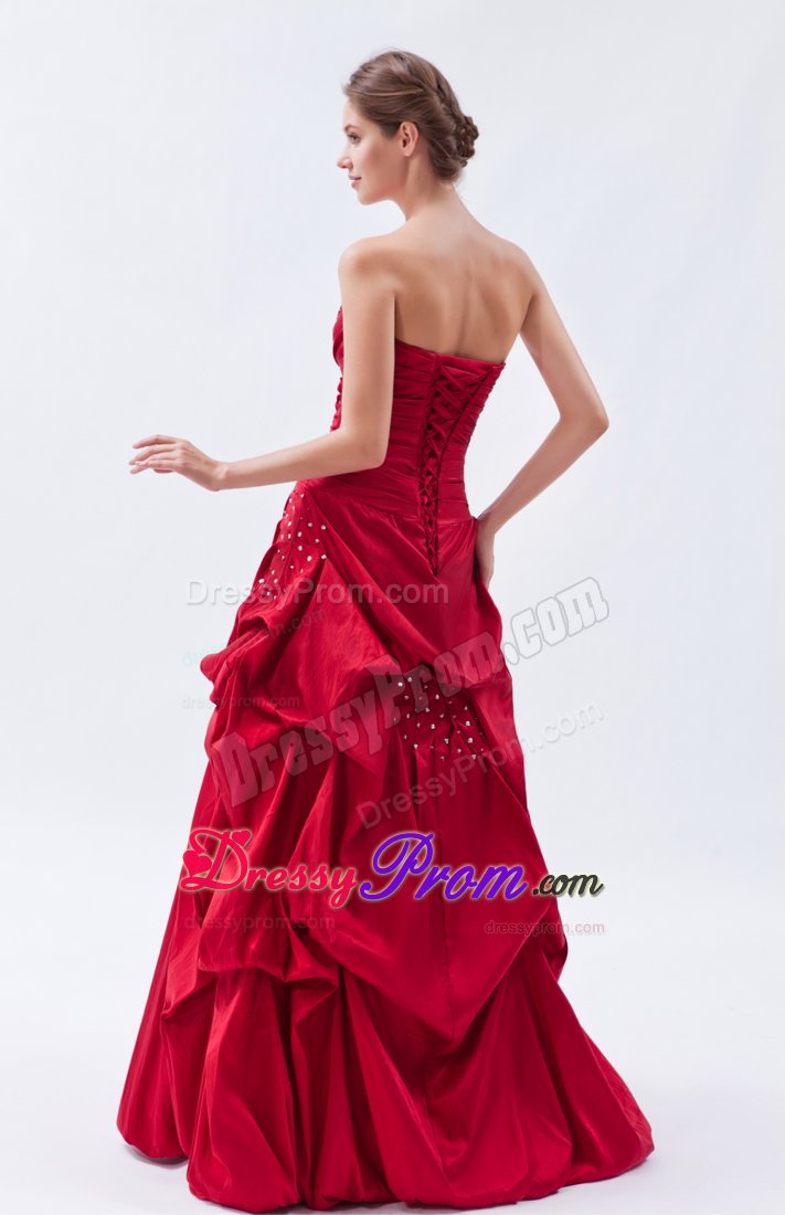 Beaded Strapless Prom Bridesmaid Dress Gowns Ruffles Lace up Back
