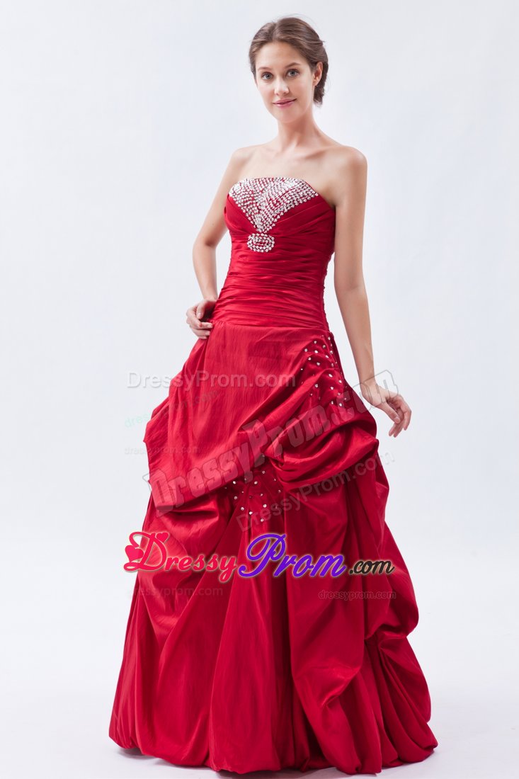 Beaded Strapless Prom Bridesmaid Dress Gowns Ruffles Lace up Back