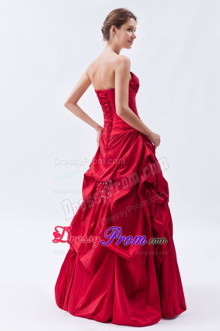 Beaded Strapless Prom Bridesmaid Dress Gowns Ruffles Lace up Back