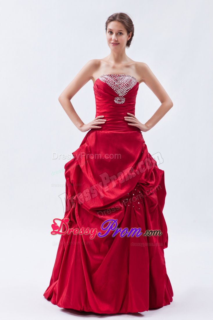 Beaded Strapless Prom Bridesmaid Dress Gowns Ruffles Lace up Back
