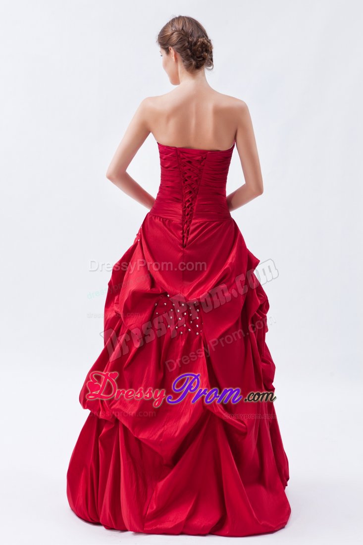 Beaded Strapless Prom Bridesmaid Dress Gowns Ruffles Lace up Back