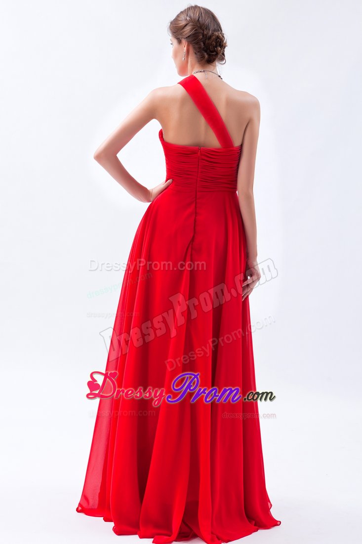Sexy Chiffon Red Prom Gown Dress Beaded One Shoulder Joao Pessoa